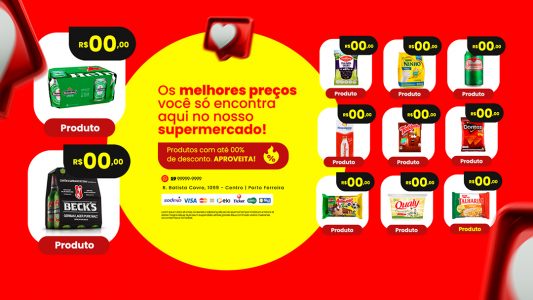 Anúncio de Mercado Os Melhores Preços Supermercado PSD Editável