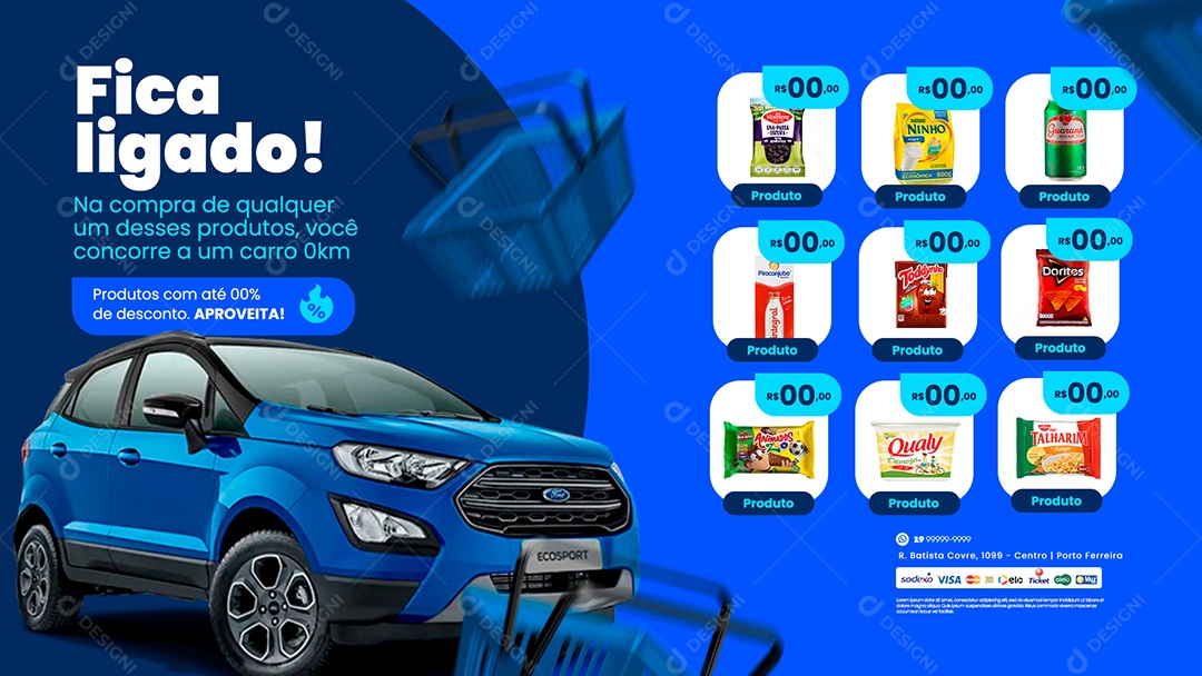 Anúncio de Mercado Fica Ligado Sorteio Supermercado PSD Editável