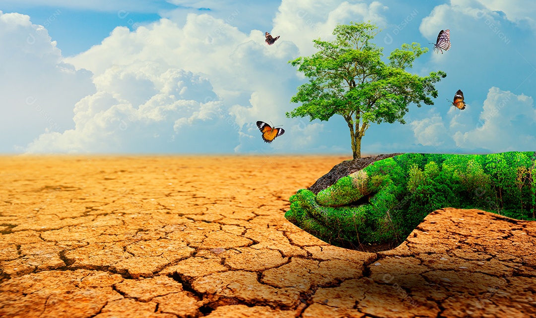 Árvore em ambientes muito diferentes dia da terra Aquecimento global e poluição