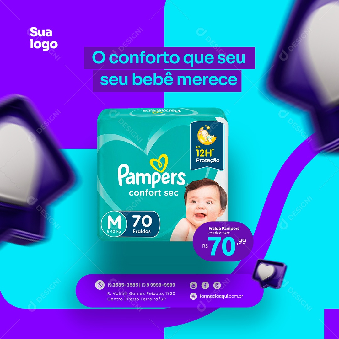 O Conforto que Seu Bebê Merece Farmácia Social Media PSD Editável