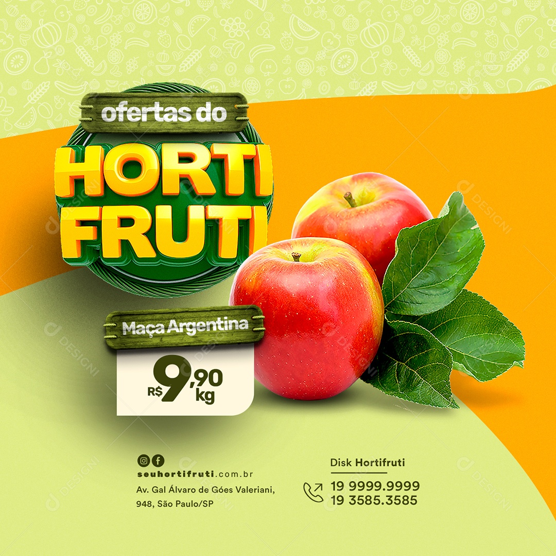 Oferta do Hortifruti Maça Argentina Social Media PSD Editável