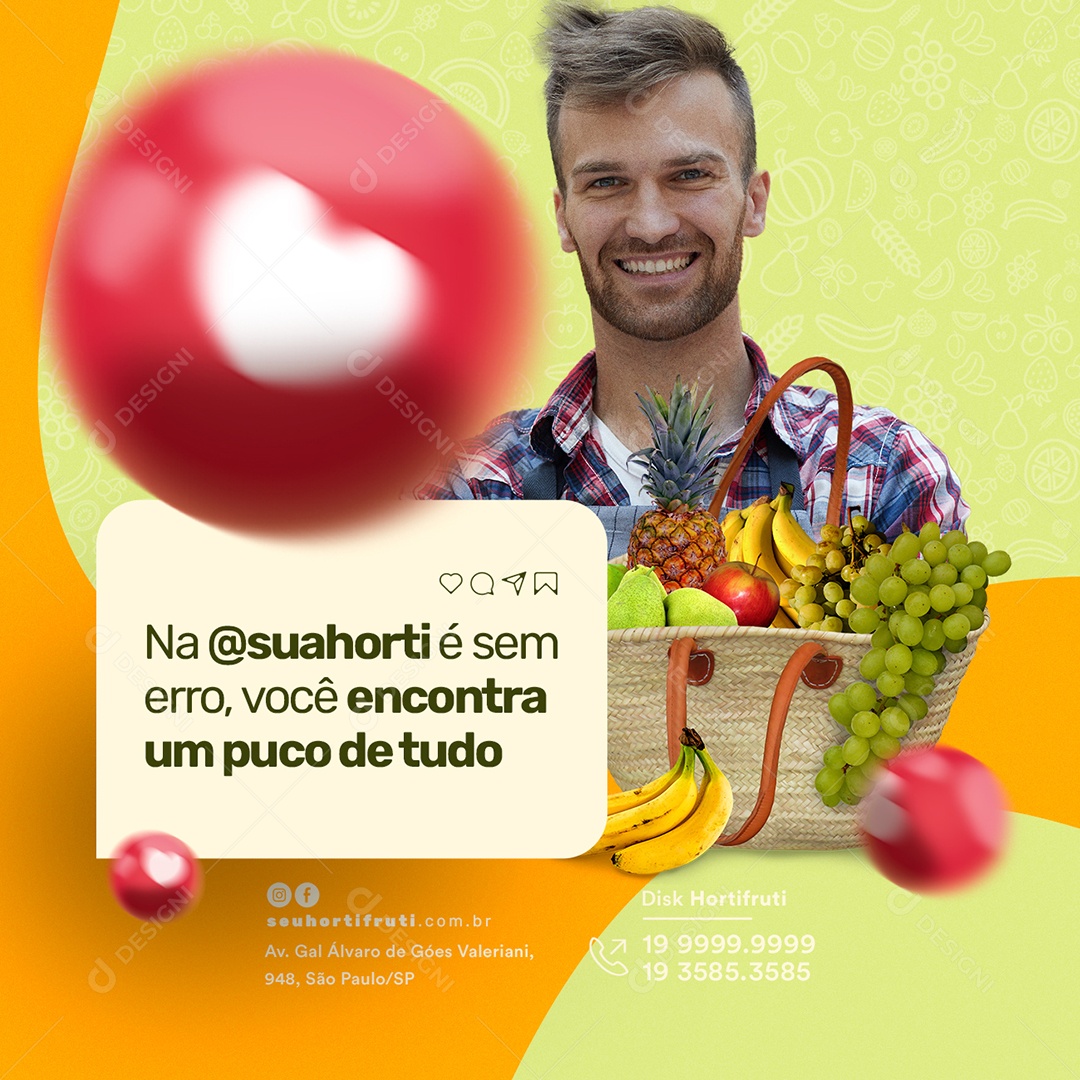 Na sua Hortifruti é Sem Erro Social Media PSD Editável