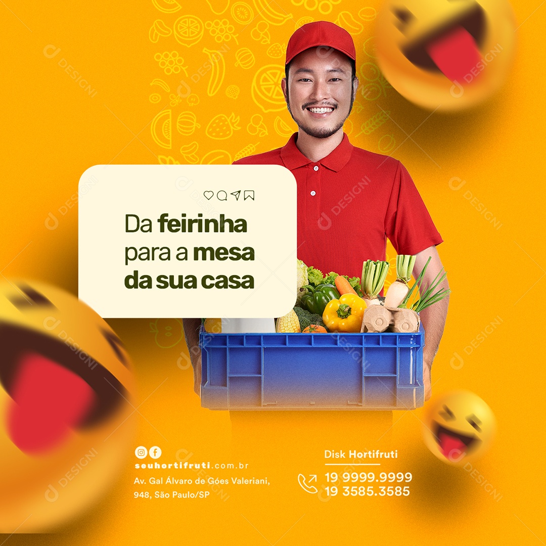 Da Feirinha para a Mesa da Sua Casa Hortifruti Social Media PSD Editável