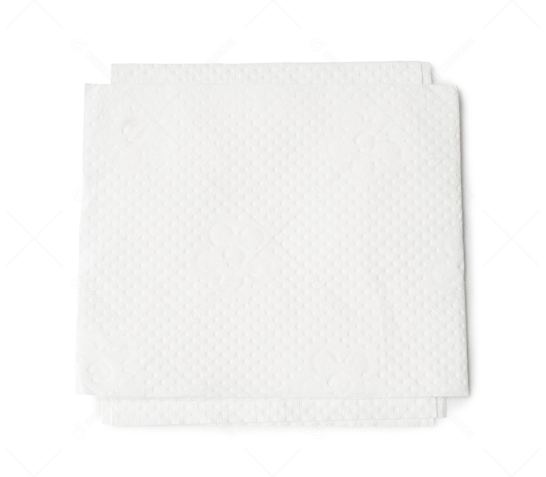 Dois pedaços dobrados de papel de seda branco ou guardanapo