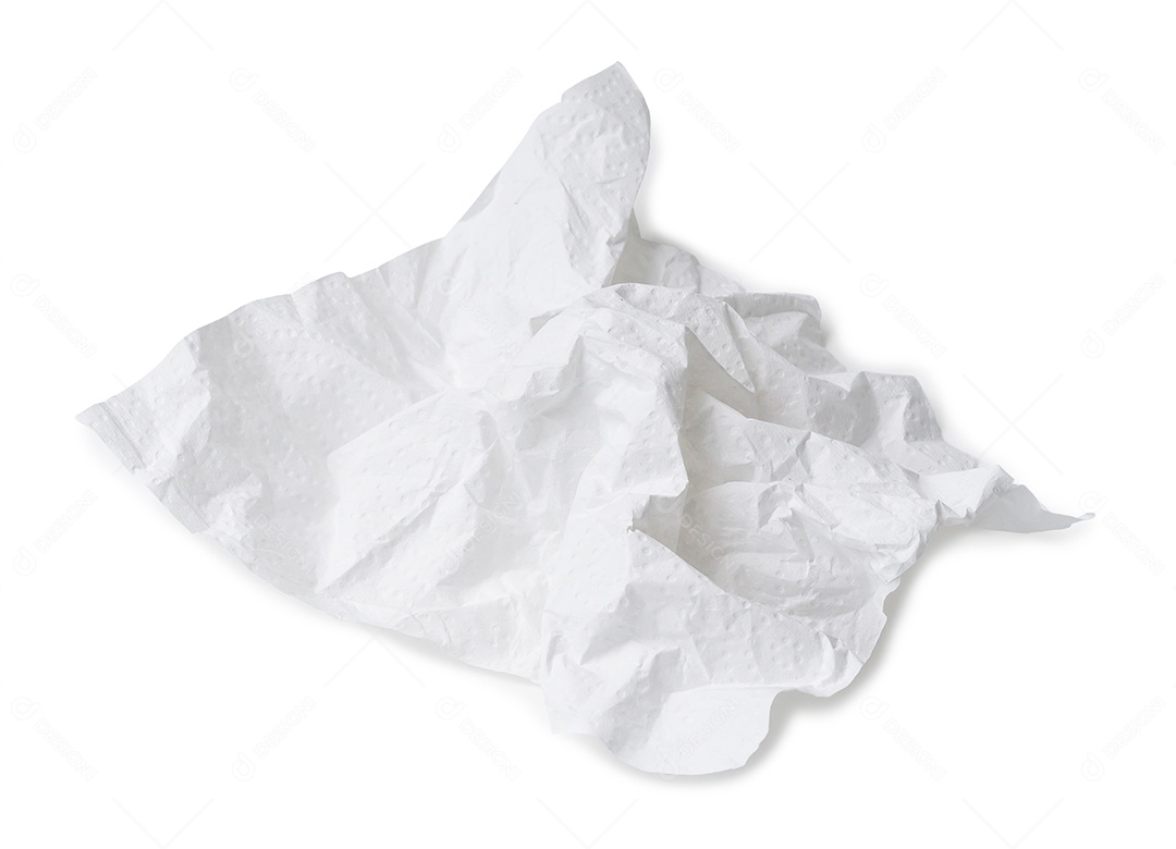 Estêncil ou lenço de papel branco enrugado ou amassado