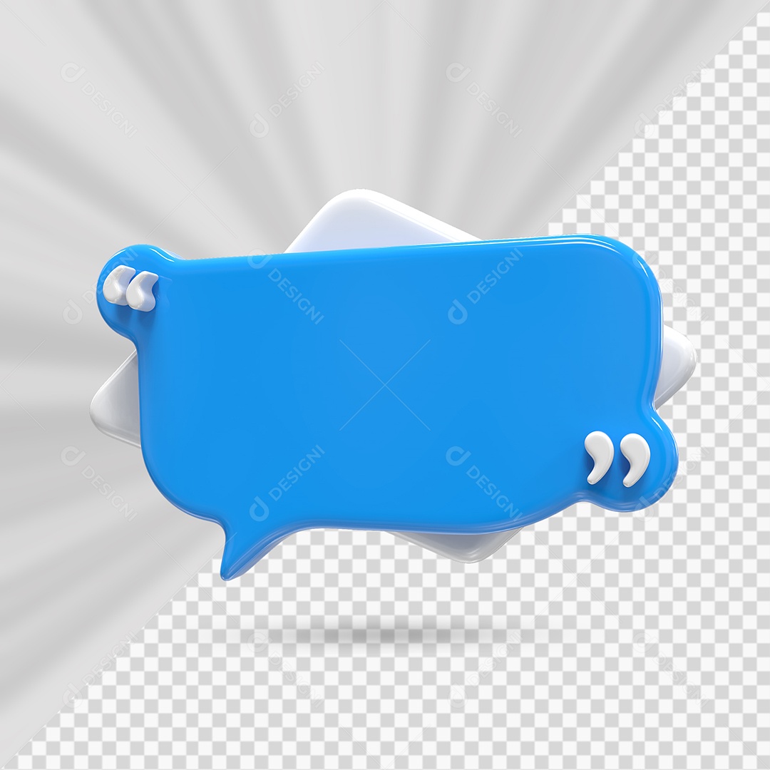 Caixa de Mensagem Azul Elemento 3D para Composição PSD