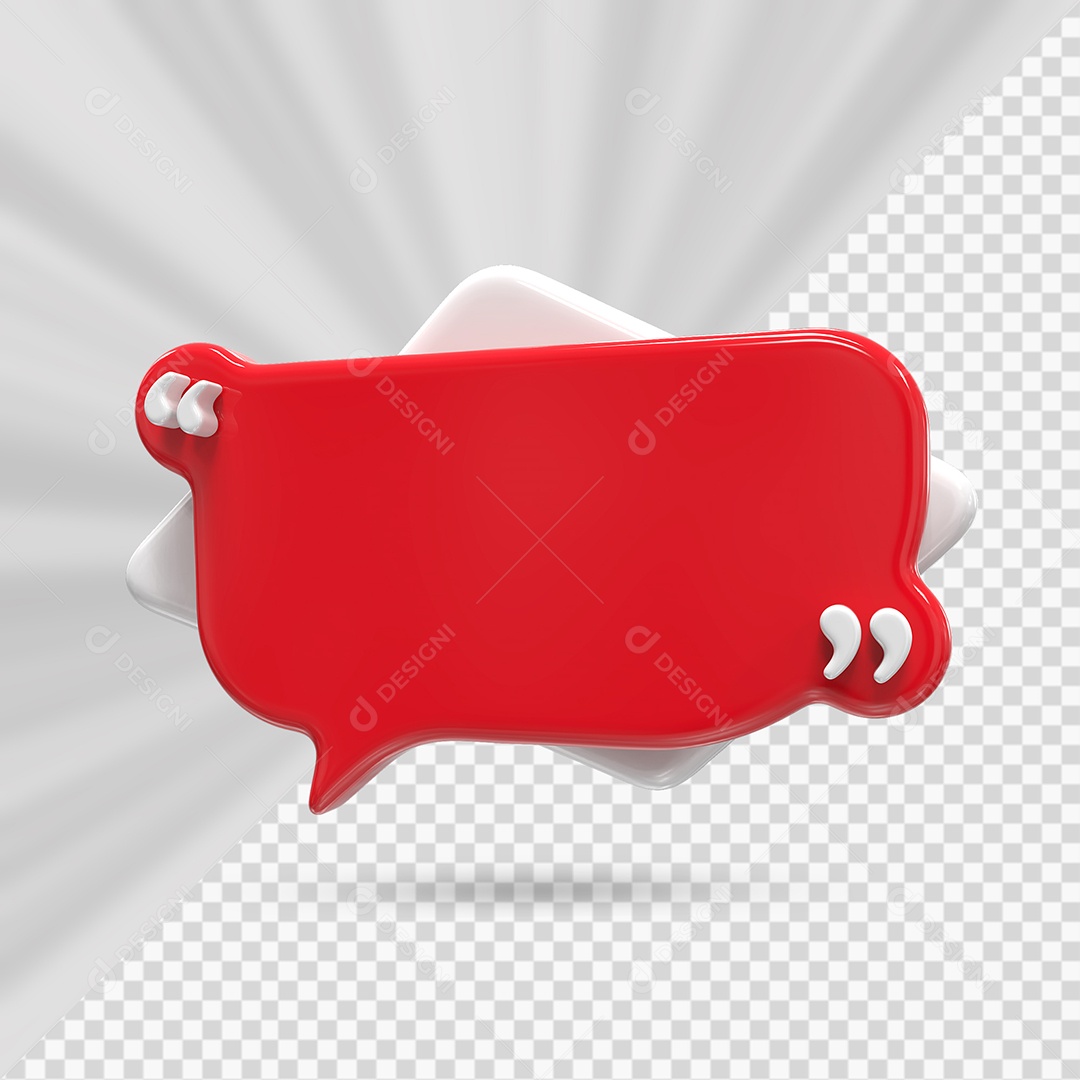 Caixa de Mensagem Vermelho Elemento 3D para Composição PSD