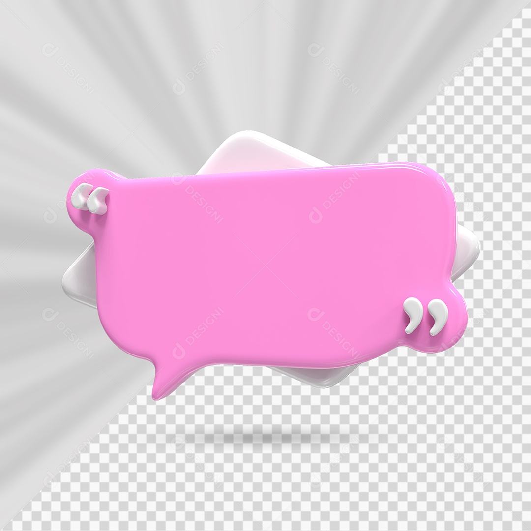 Caixa de Mensagem Rosa Elemento 3D para Composição PSD