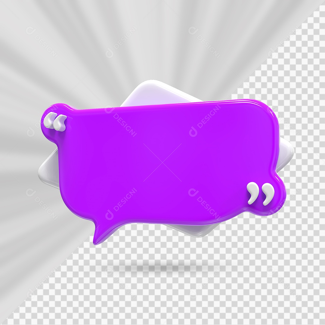 Caixa de Mensagem Roxo Elemento 3D para Composição PSD