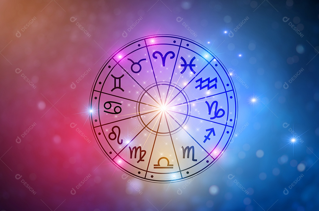 Signos do zodíaco dentro do círculo do horóscopo