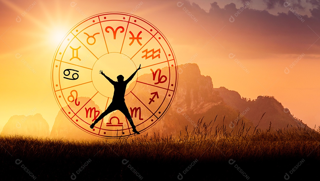 Signos do zodíaco dentro do círculo do horóscopo