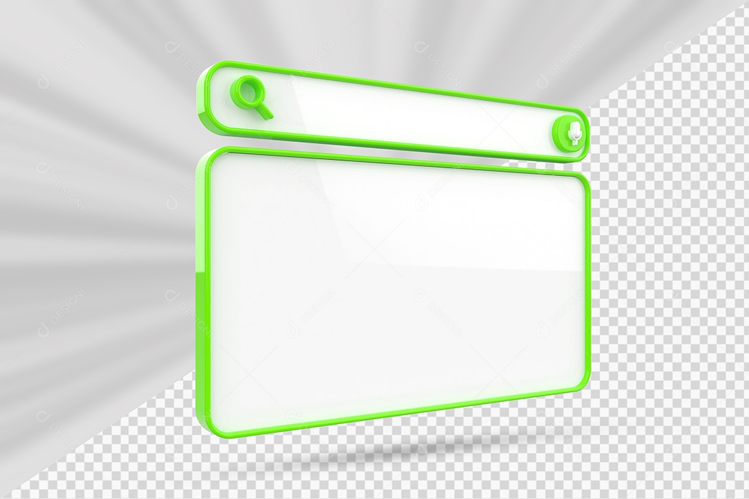 Barra de Pesquisar Branco e Verde de Navegador Elemento 3D para Composição PSD