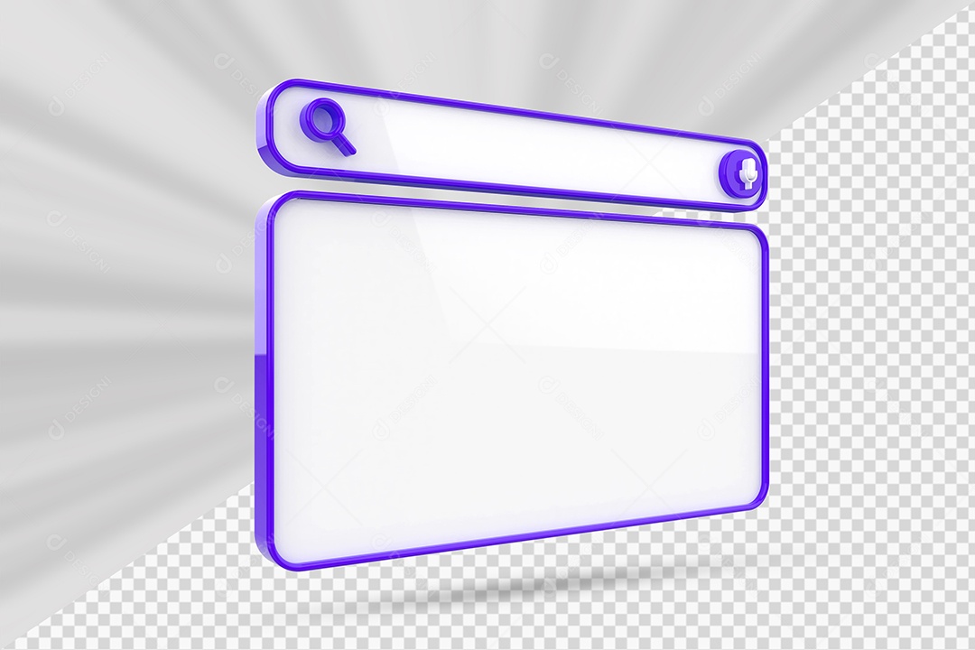 Barra de Pesquisar Branco e Azul de Navegador Elemento 3D para Composição PSD