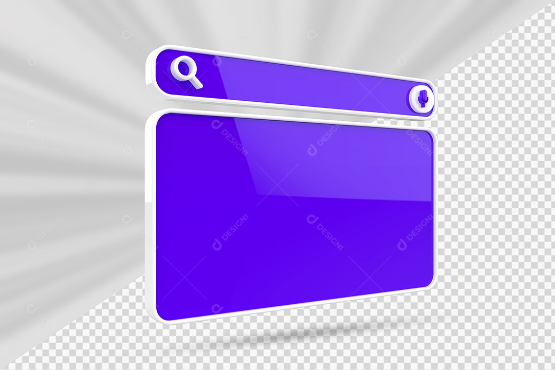 Barra de Pesquisar Azul e Branco de Navegador Elemento 3D para Composição PSD