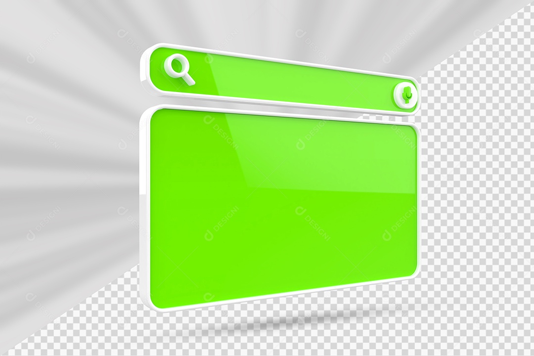 Barra de Pesquisar Verde e Branco de Navegador Elemento 3D para Composição PSD