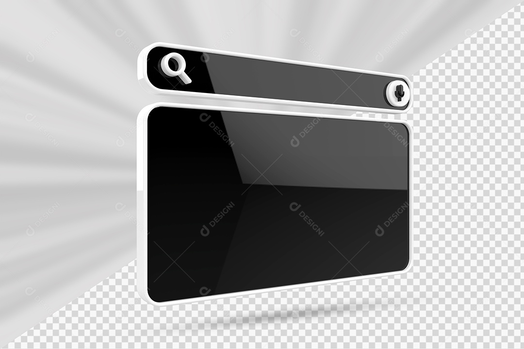 Barra de Pesquisar Preto e Branco de Navegador Elemento 3D para Composição PSD