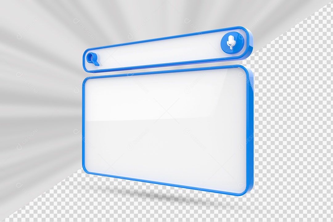 Barra de Pesquisar Branco e Azul de Navegador Elemento 3D para Composição PSD