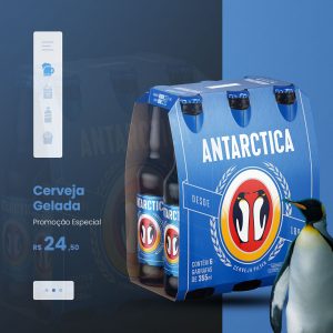 Distribuidora de Bebidas Cerveja Gelada Antarctica na Promoção Social Media PSD Editável