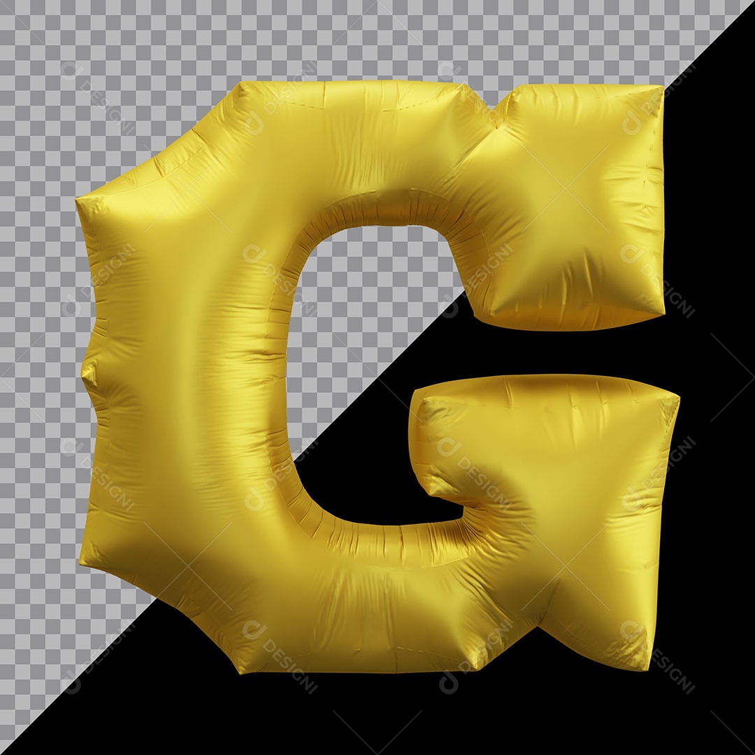Letra G Balão Dourado Elemento 3D Para Composição PSD