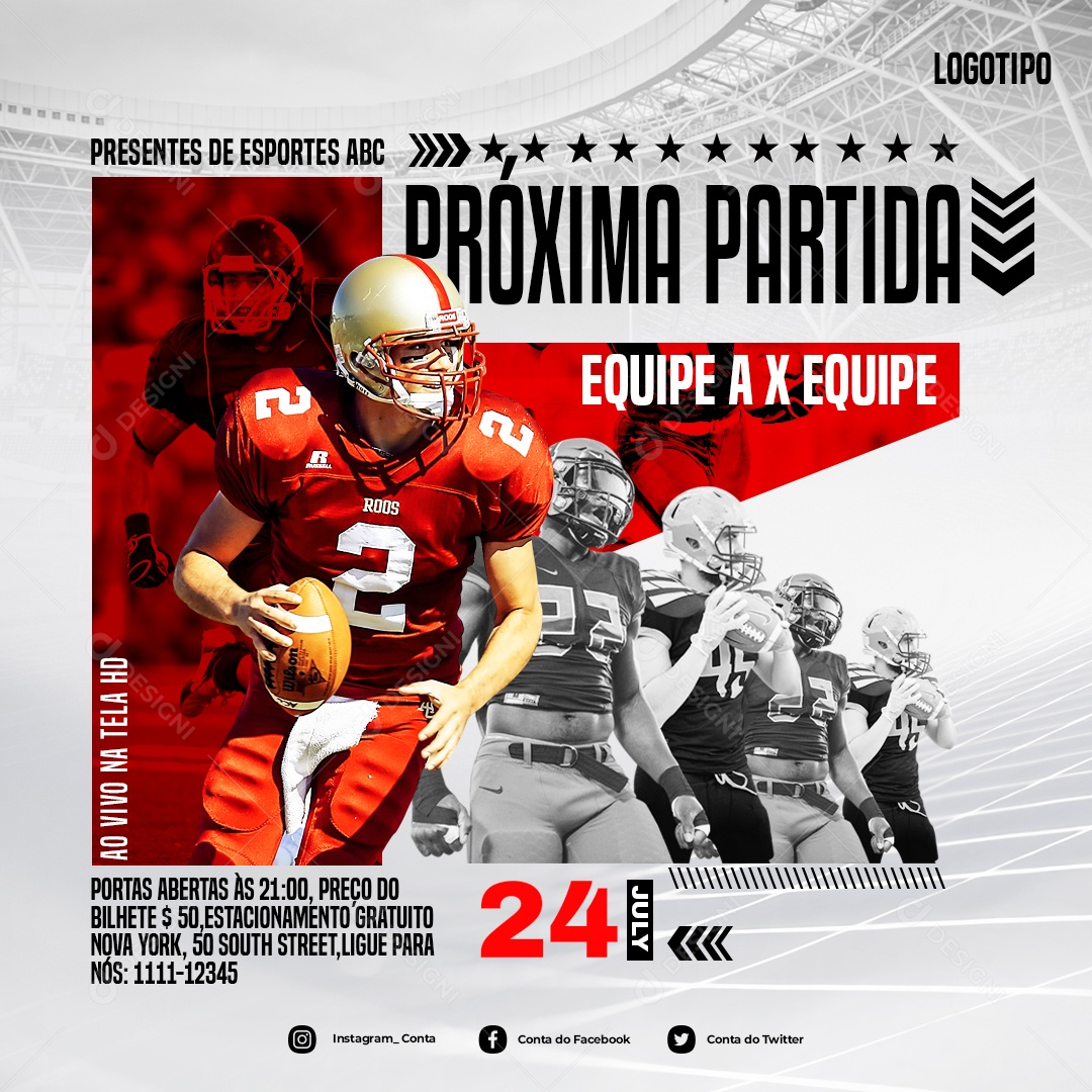 Social Media Esporte Futebol Americano PSD Editável