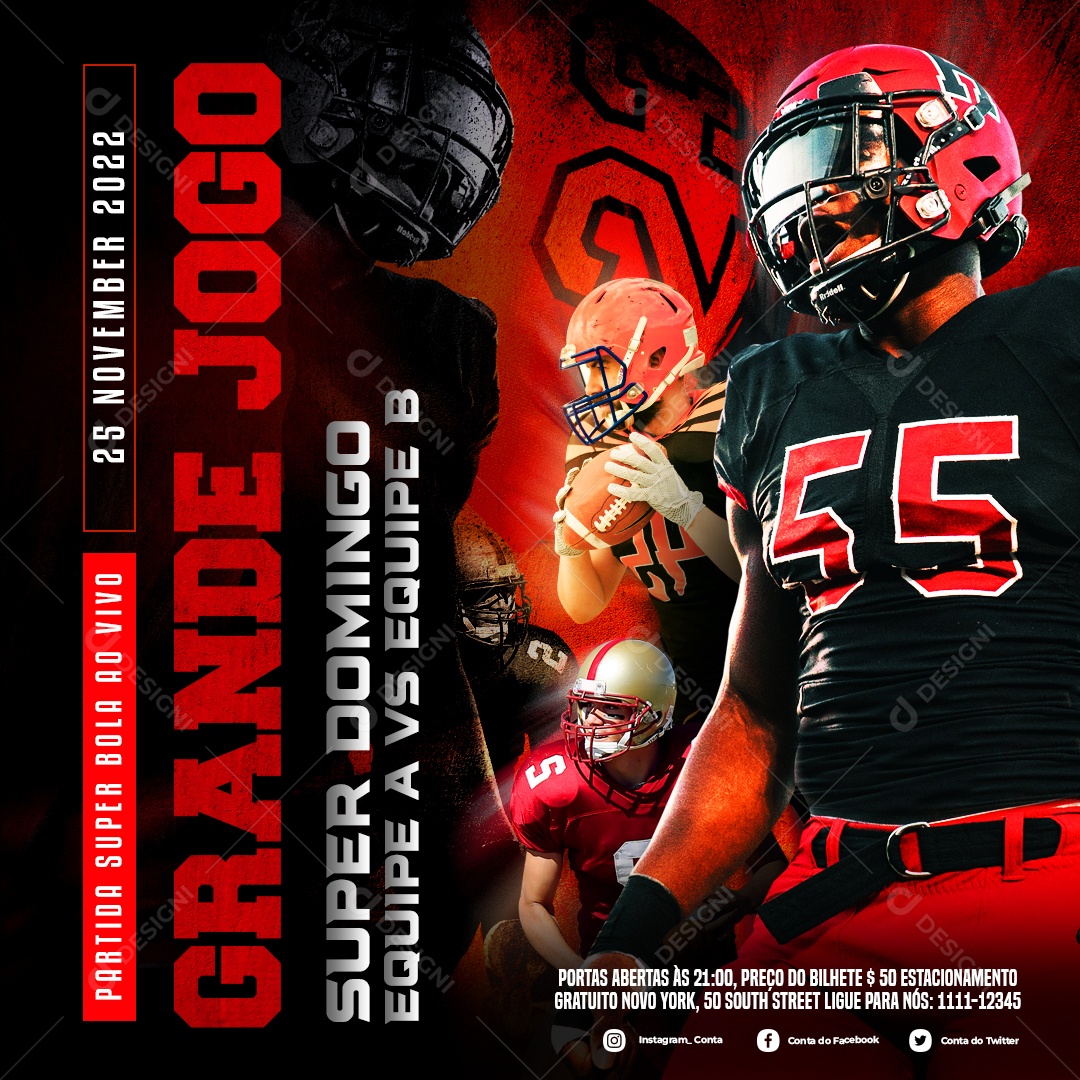 Social Media Esporte Futebol Americano PSD Editável