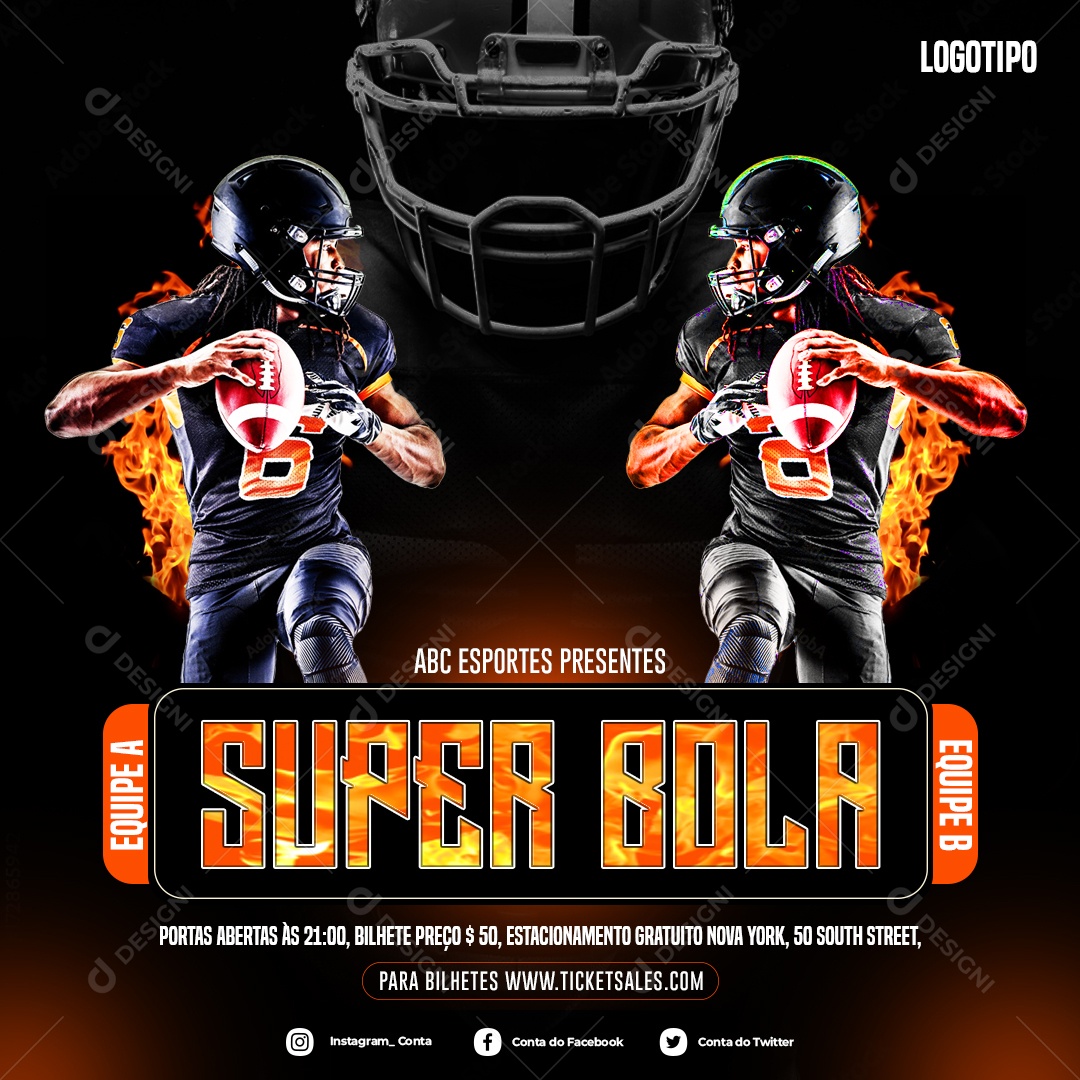 Social Media Esporte Futebol Americano PSD Editável