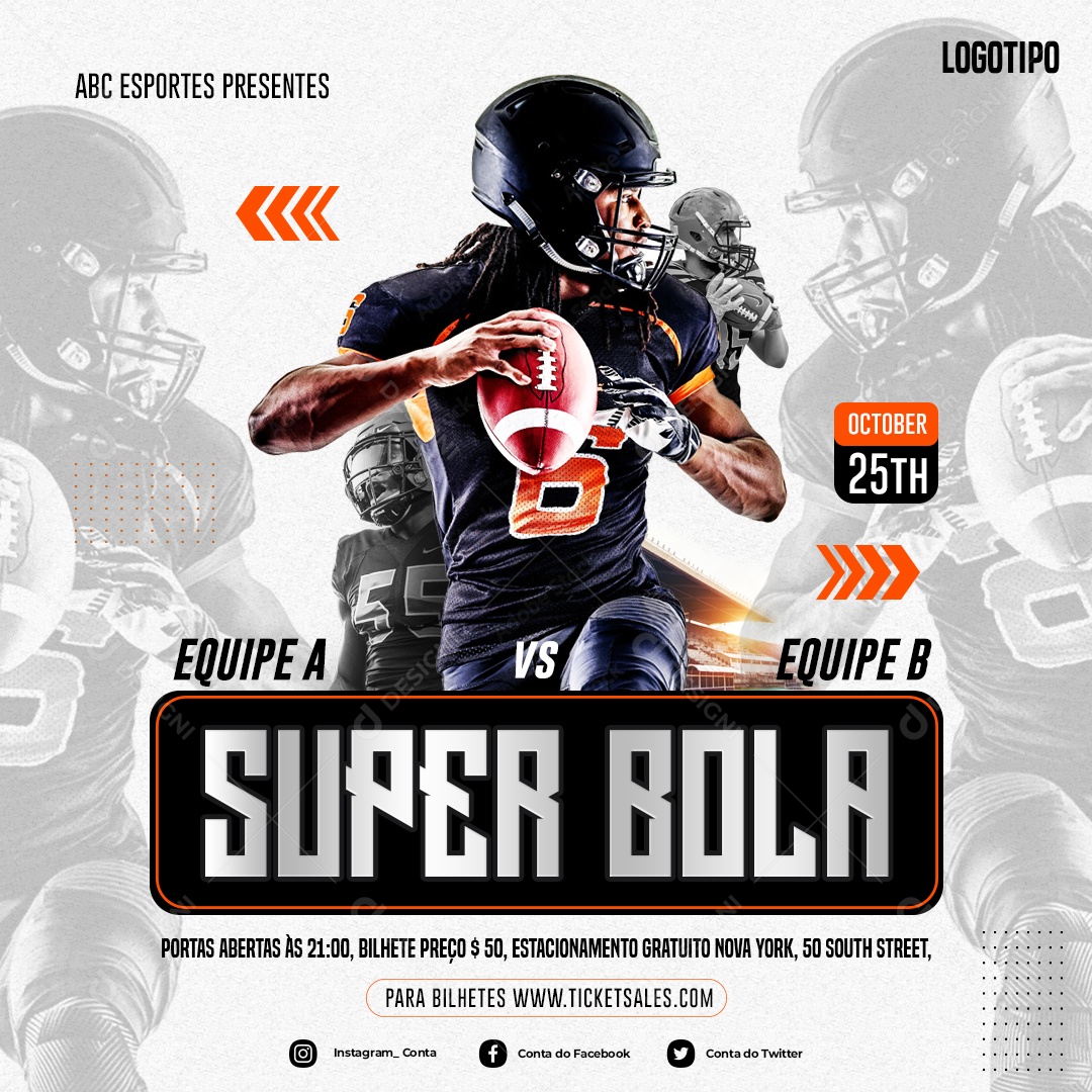 Social Media Sport American Football Editable PSD
