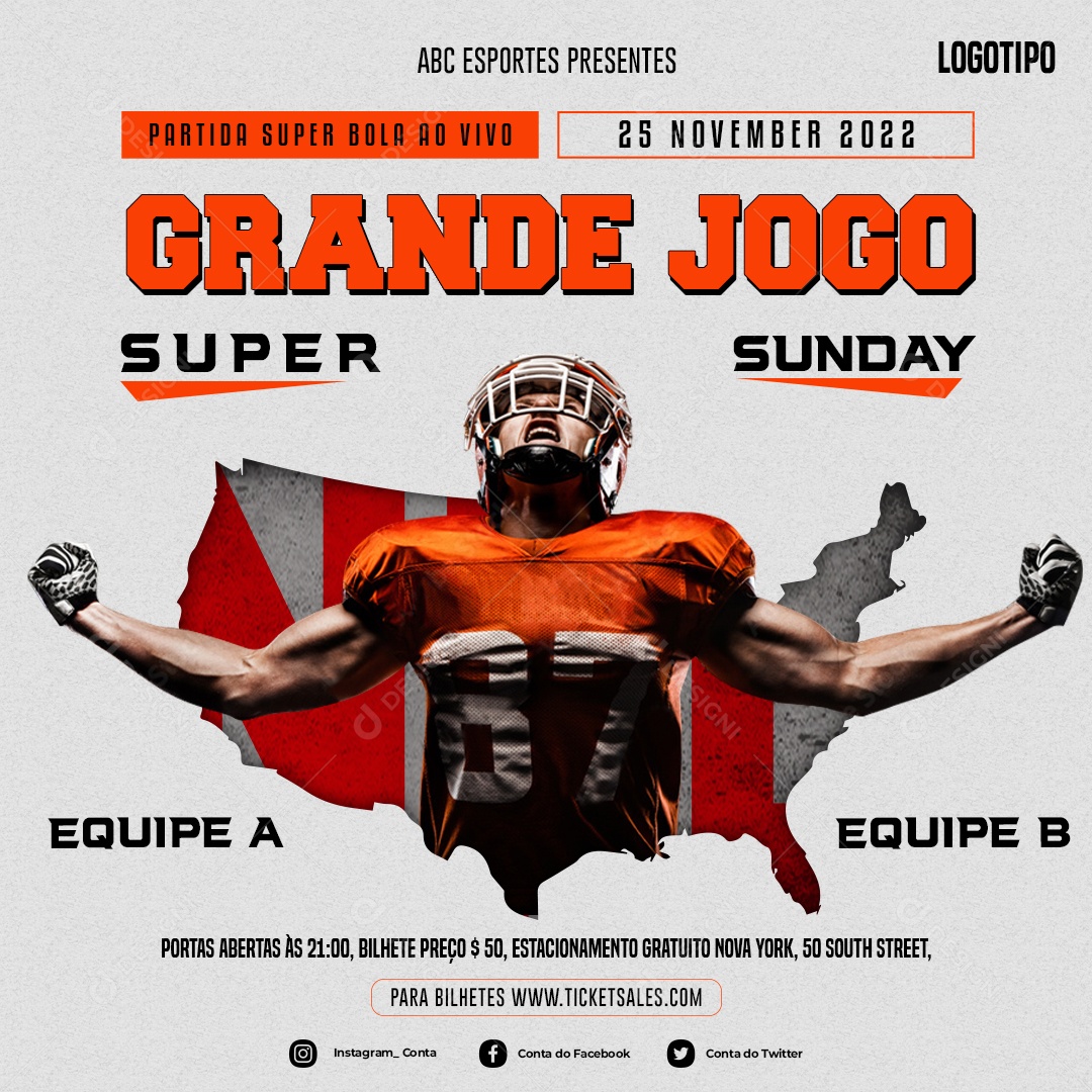 Social Media Sport American Football Editable PSD