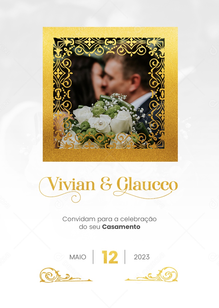 Modelo de Convite de Casamento PSD Editável