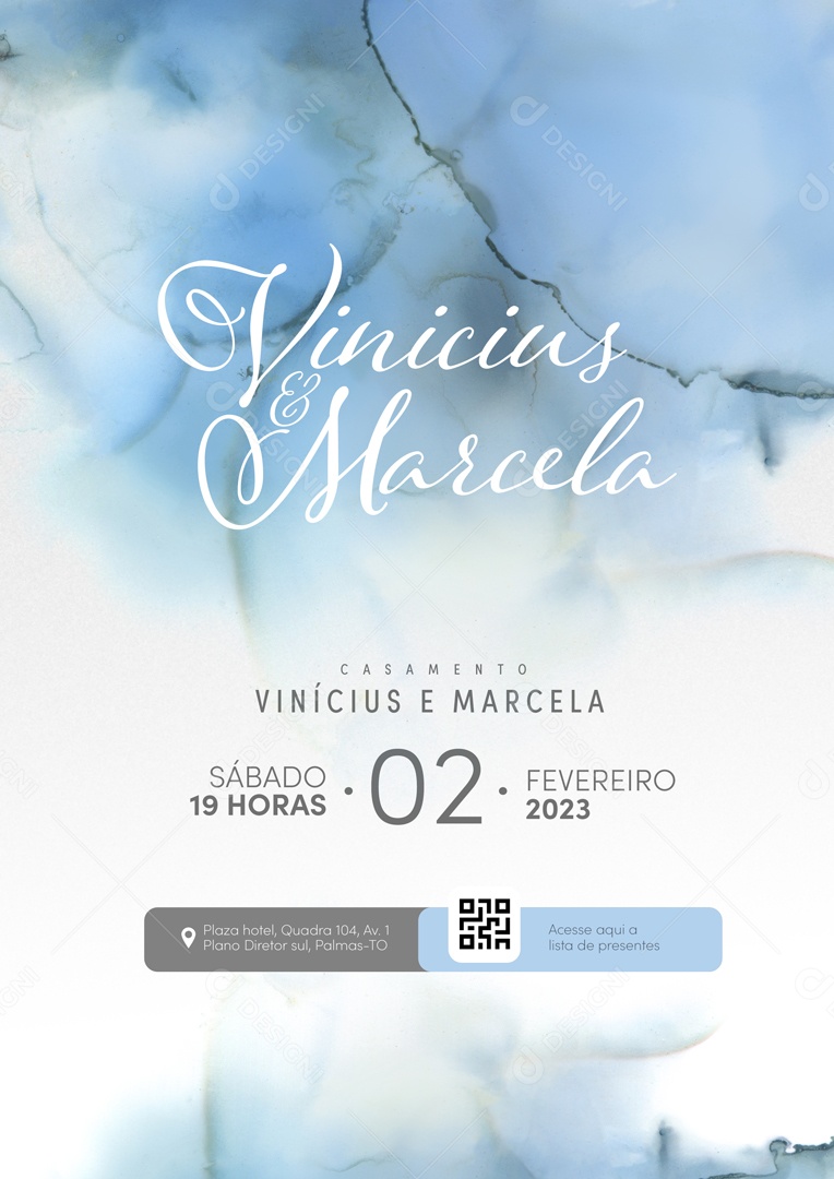 Modelo de Convite de Casamento Vinícius e Marcela PSD Editável