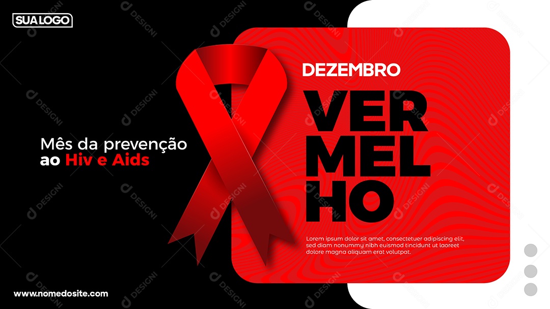 Social Media Banner Dezembro Vermelho Mês de Prevenção ao HIV Aids EPS Editável