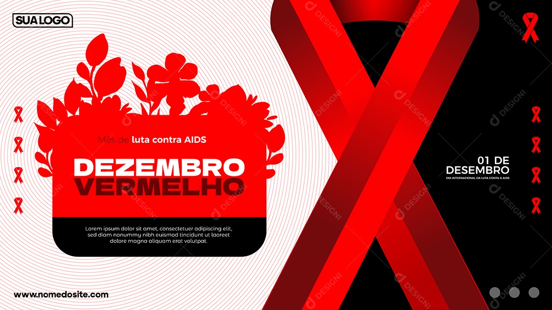Social Media Banner Dezembro Vermelho Mês de Prevenção ao HIV Aids EPS Editável
