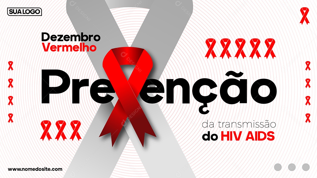 Social Media Banner Dezembro Vermelho Prevenção ao HIV Aids EPS Editável