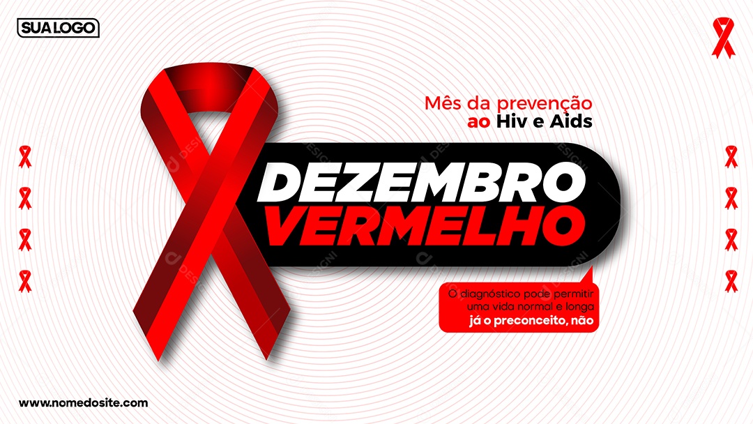 Social Media Banner Dezembro Vermelho Mês de Prevenção ao HIV Aids EPS Editável