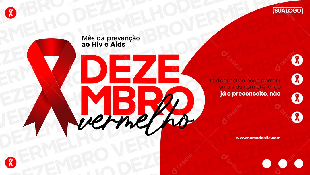 Social Media Banner Dezembro Vermelho Mês de Prevenção ao HIV Aids EPS Editável
