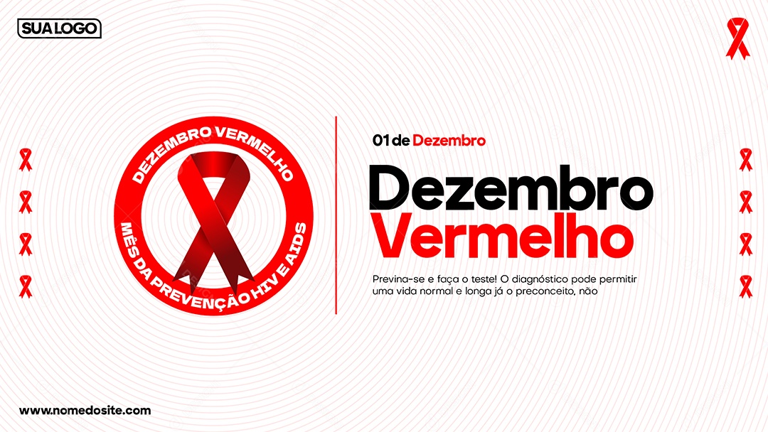 Social Media Banner Dezembro Vermelho Previna-Se EPS Editável