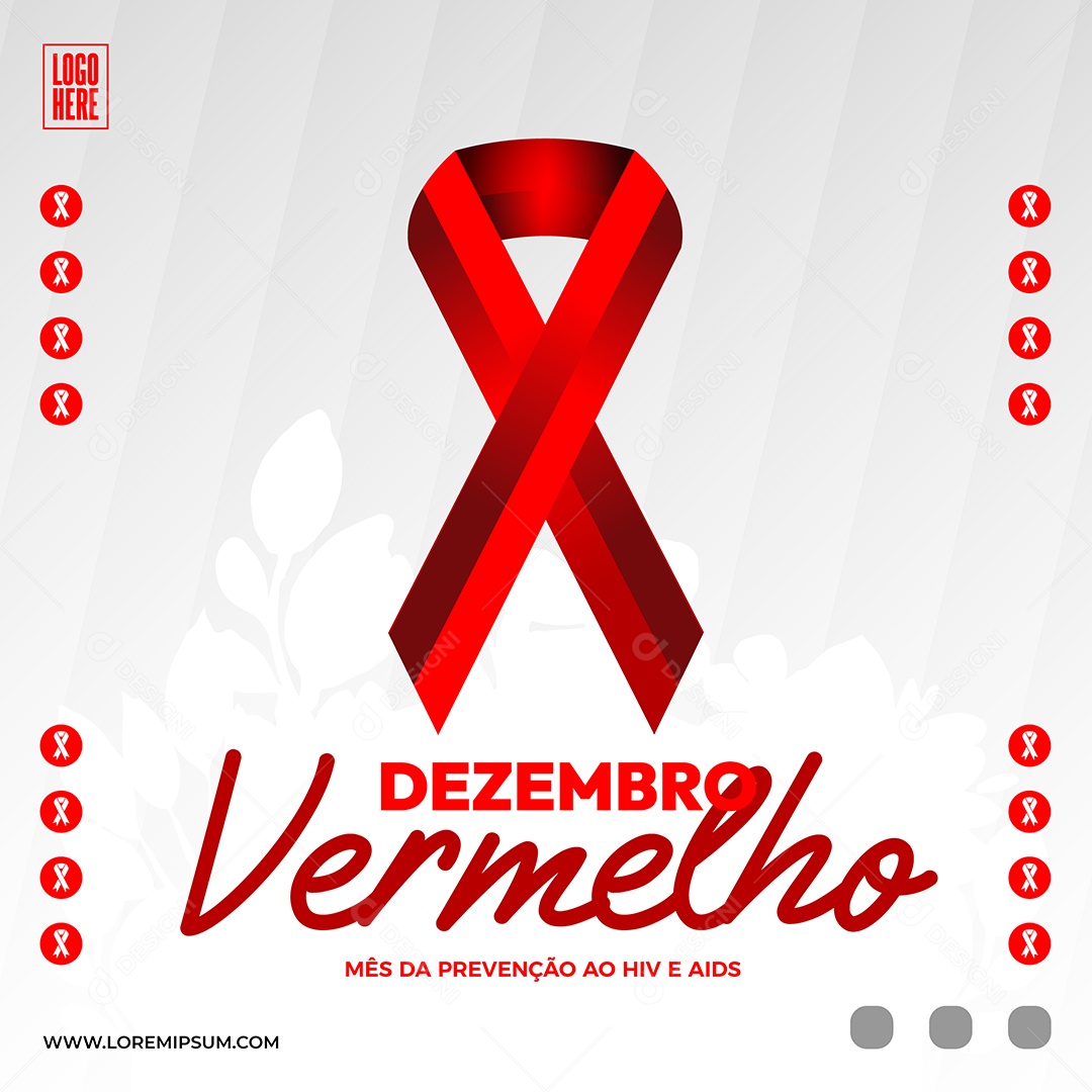 Social Media Dezembro Vermelho Mês de Prevenção ao HIV Aids EPS Editável