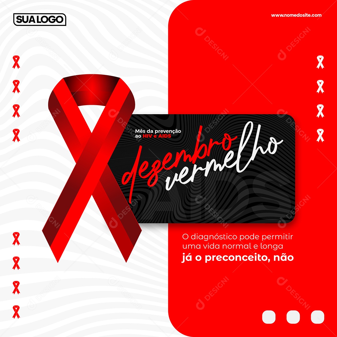 Social Media Dezembro Vermelho Mês da Prevenção ao HIV Aids EPS Editável