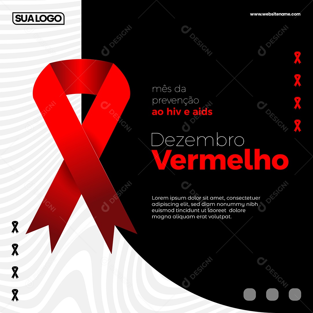 Social Media Dezembro Vermelho Mês de Prevenção ao HIV Aids EPS Editável