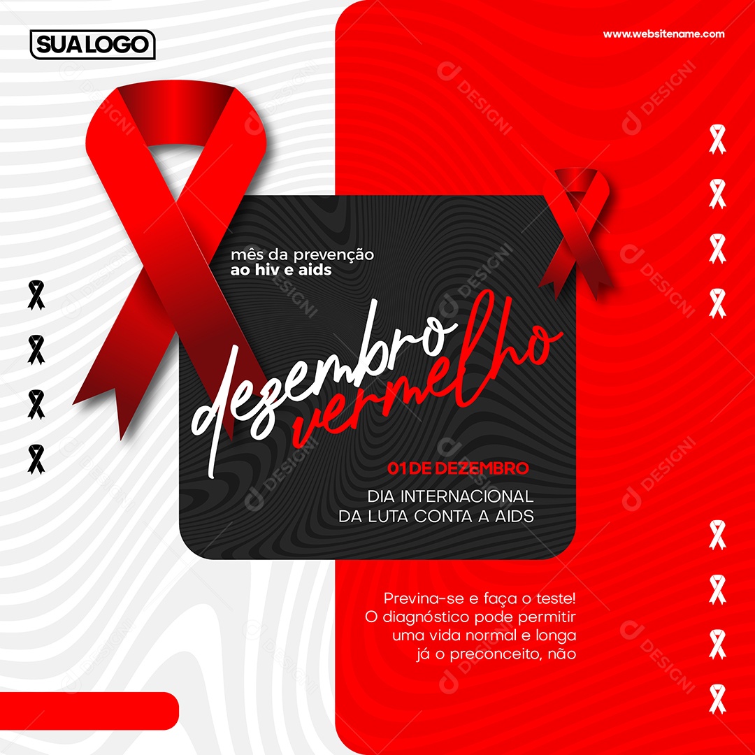 Social Media Dezembro Vermelho Mês de Prevenção ao HIV Aids EPS Editável