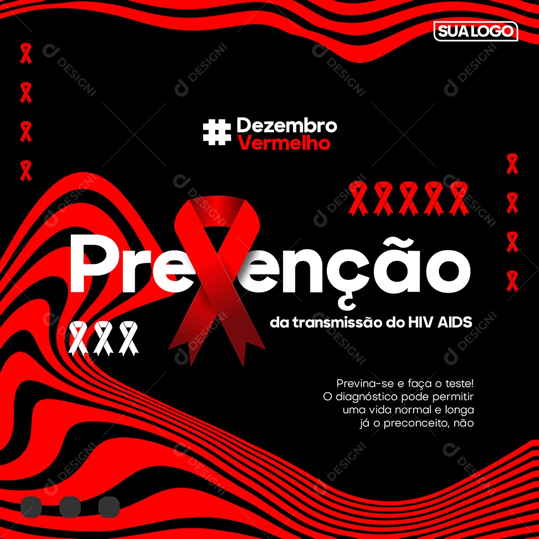 Social Media Dezembro Vermelho Prevenção da Transmissão EPS Editável