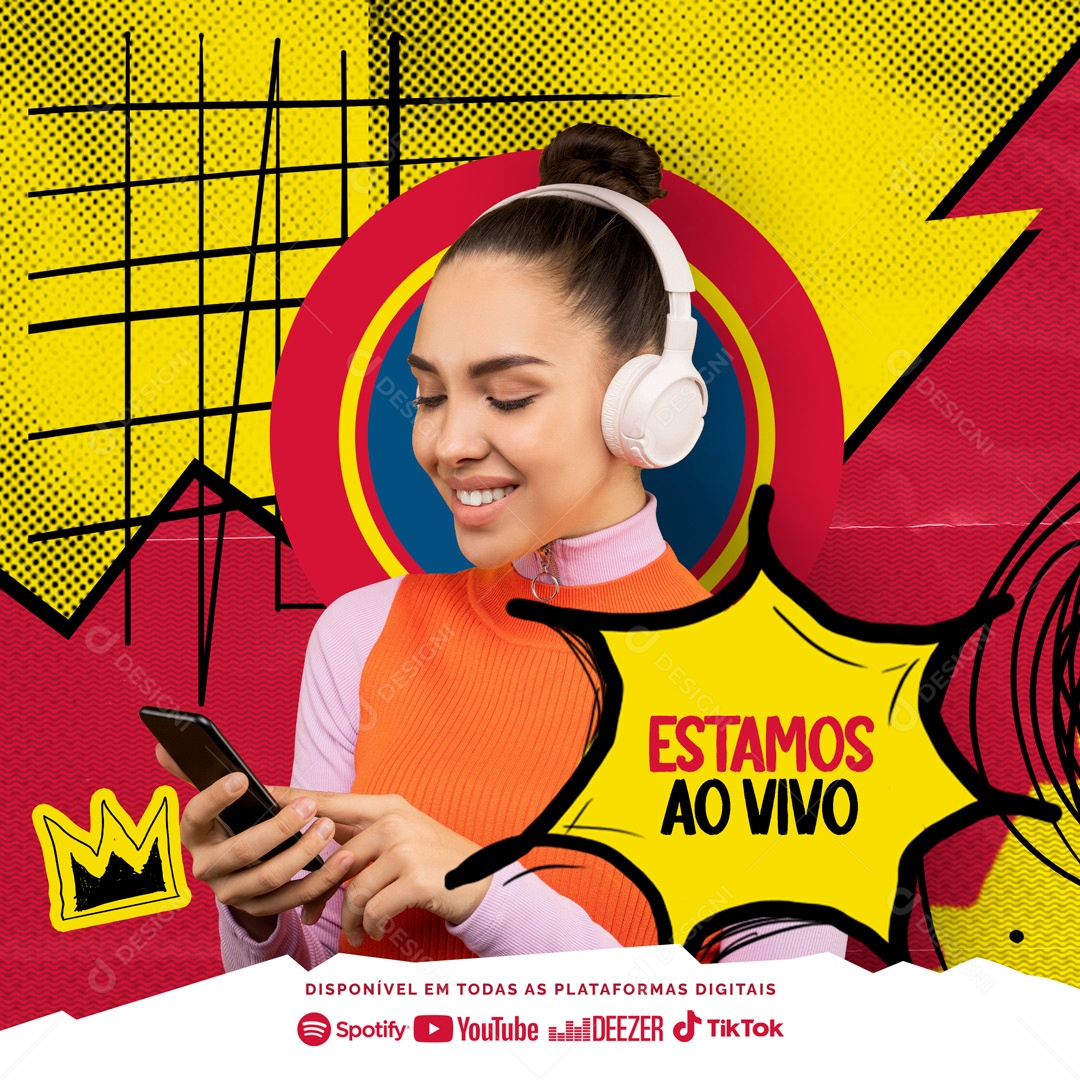 Estamos Ao Vivo Podcast Social Media PSD Editável