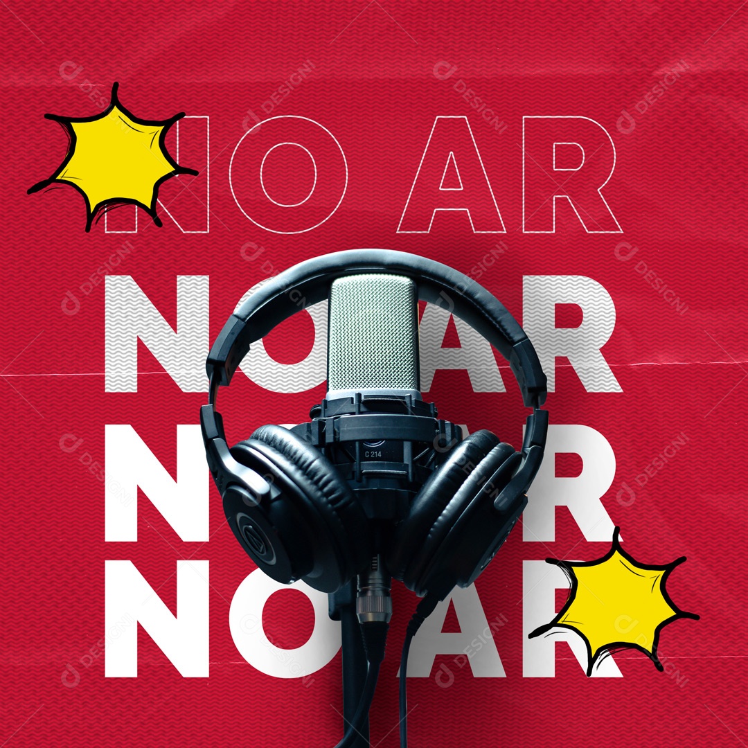 No Ar Podcast Social Media PSD Editável