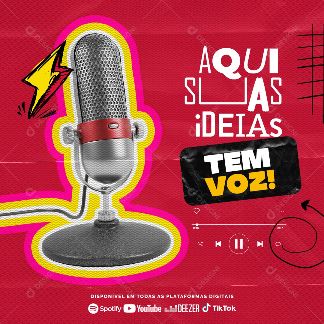 Aquelas Suas Ideias Tem Voz! Podcast Social Media PSD Editável