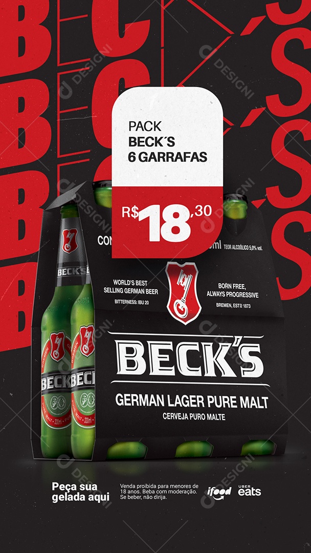 Story Pack Beck´s Garrafas Cervejaria Social Media PSD Editável