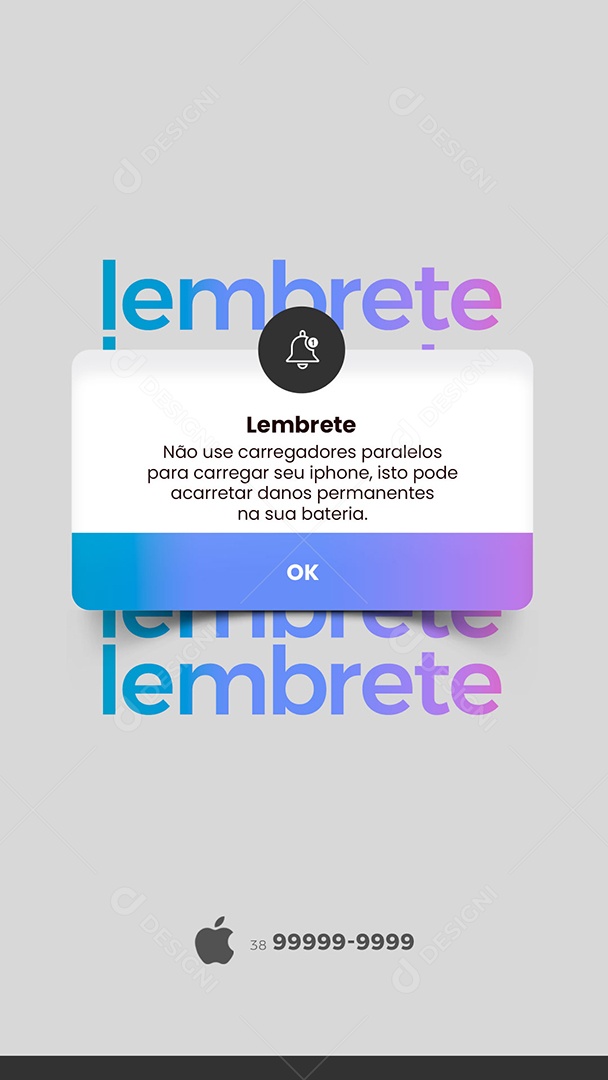 Story Lembrete Não Use Carregadores Paralelos Assistência Técnica Especializada em Iphones Social Media PSD Editáve