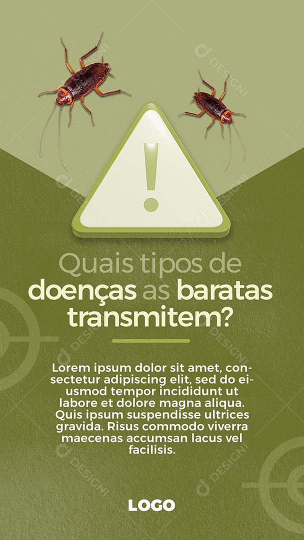Story Quais os Tipos de Doenças as Baratas Transmitem? Dedetização Social  Media PSD Editável