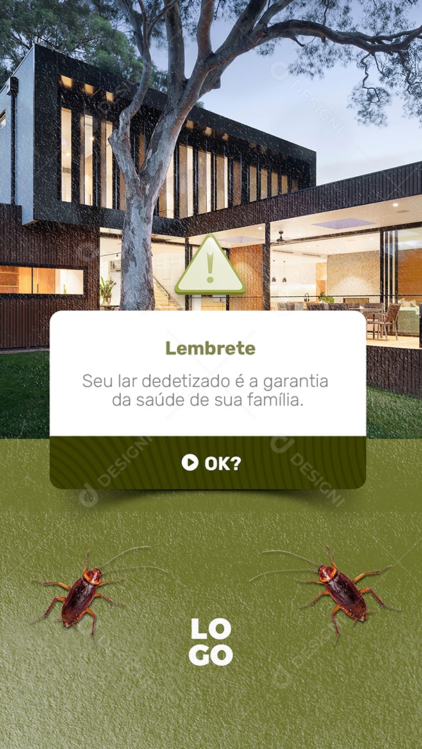Story Lembrete Seu Lar Dedetizado é a Garantia da Saúde da sua Família Dedetização Social Media PSD Editável