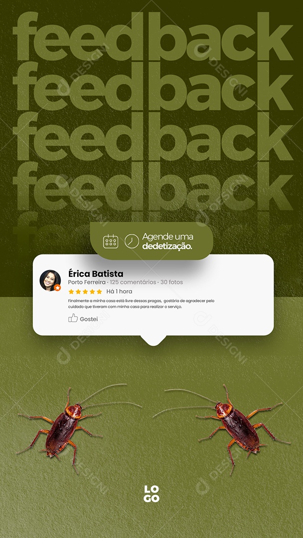 Story Feedback Finalmente minha Casa está livre Dedetização Social Media PSD Editável