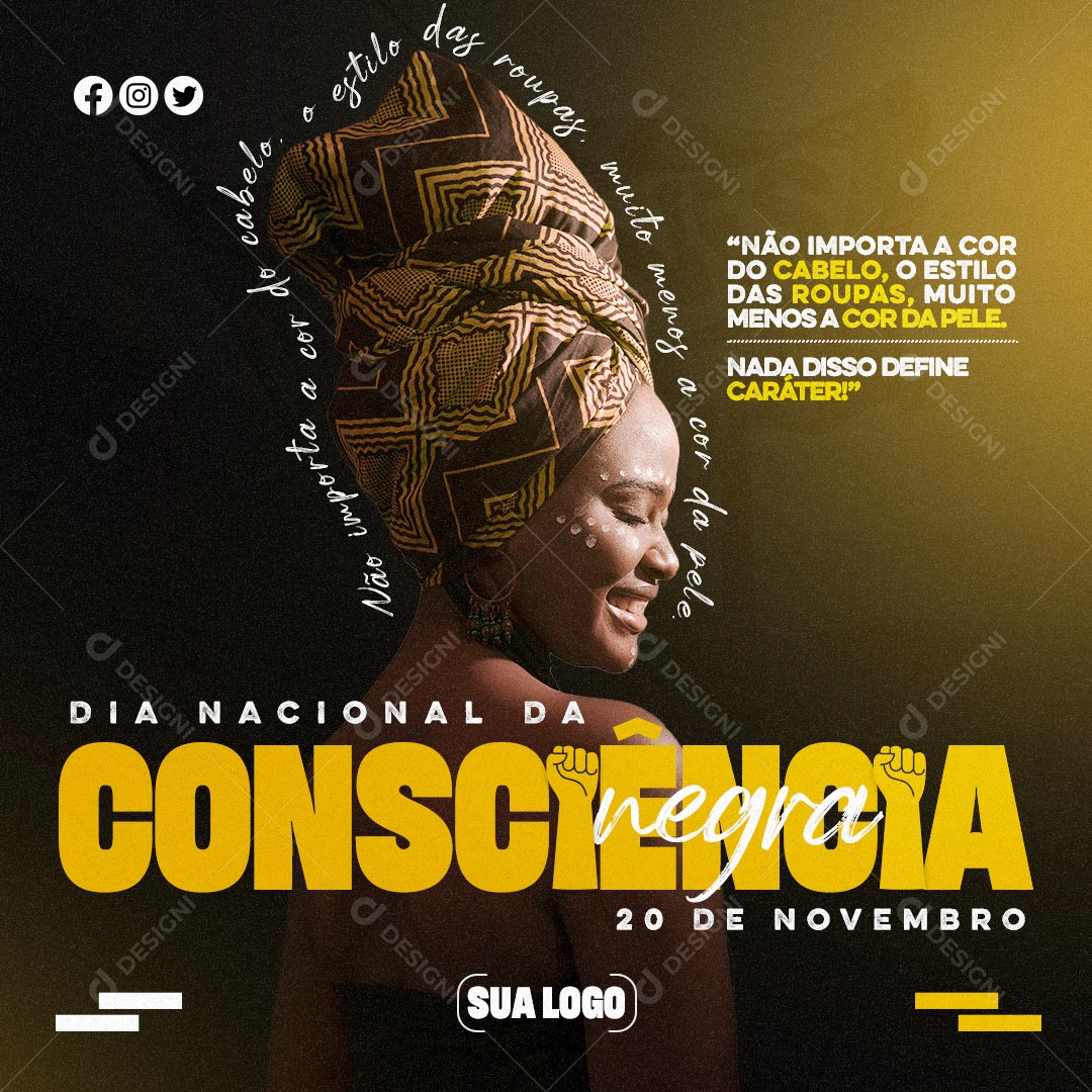Dia da Consciência Negra 20 de Novembro Social Media PSD Editável